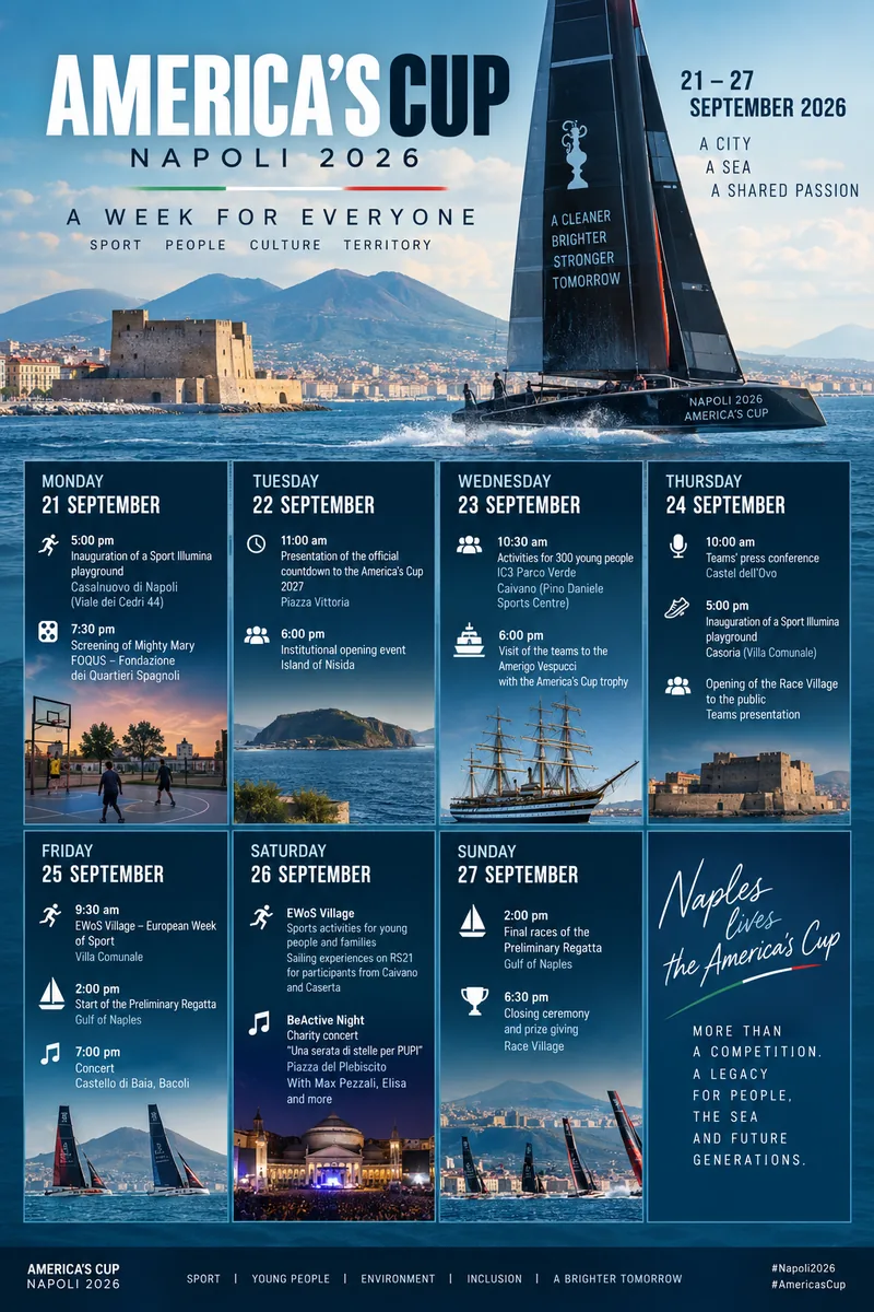 America’s Cup in Naples: a Week of Sailing, Sport and Events from 21 to 27 September