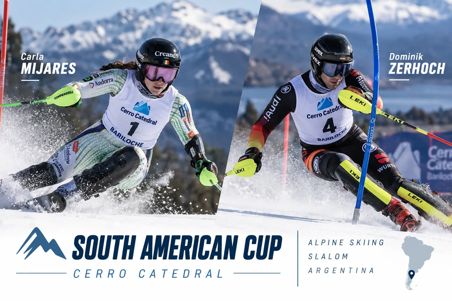 South American Cup: Mijares and Zerhoch shine in the Cerro Catedral slaloms