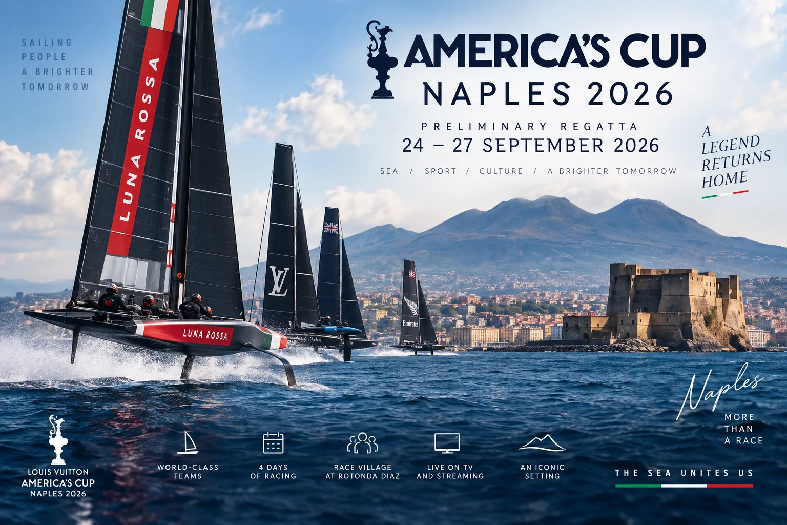America’s Cup Naples 2026: The Gulf Takes Centre Stage in World Sailing from September 24 to 27