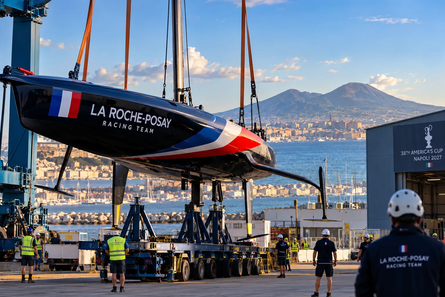 America’s Cup 2027: First AC75 Arrives in Bagnoli as French Team Leads the Way